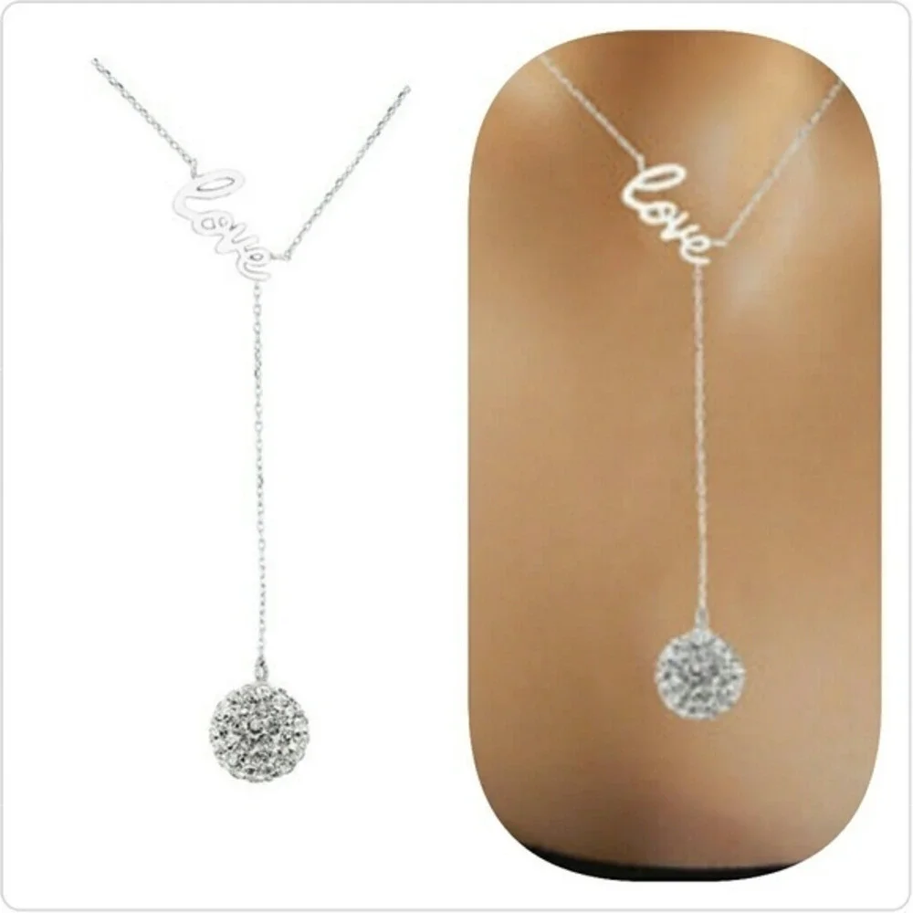 Swarovski crystal Love Lariat necklace‎ NWT